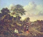 Portrait of a couple with two children and a nursemaid in a landscape Esaias Van de Velde